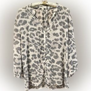 Banana Republic XL Soft Gray Leopard Blouse